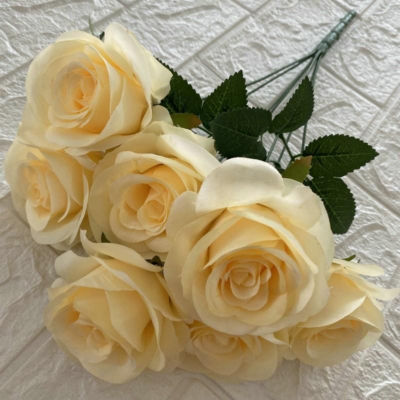 

Rose Artificial Flowers For Home Styling Wedding Photography Props Decorative Champagne