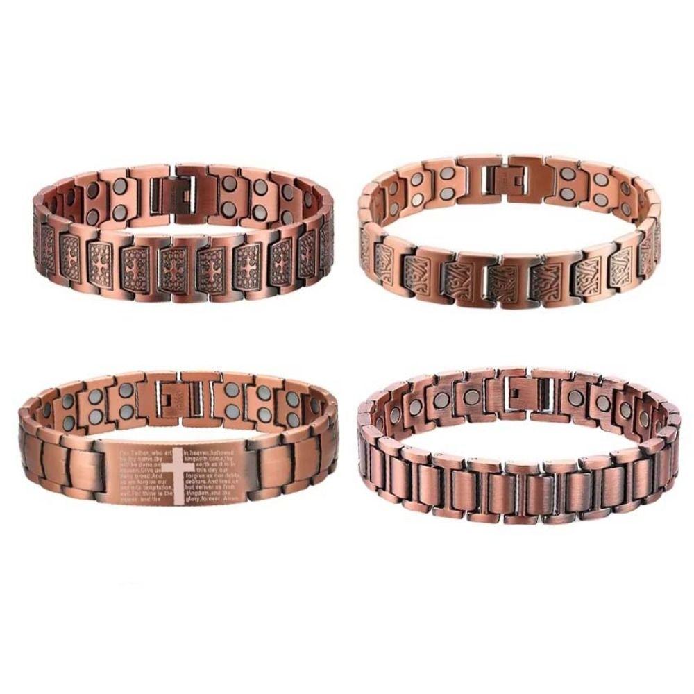 Cross-shaped Full Magnetic Bracelet Red Copper Men Bangle Magnetic Stone Bracelet Jewelry Gift