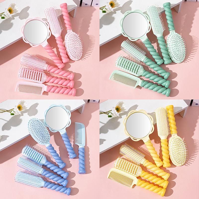 1 Stück Tragbares Niedliches Luftkissen-Kamm-Spiegel-Set Antistatischer Airbag-Kamm und Spiegel Heim-Haarstyling-Werkzeuge für Damen