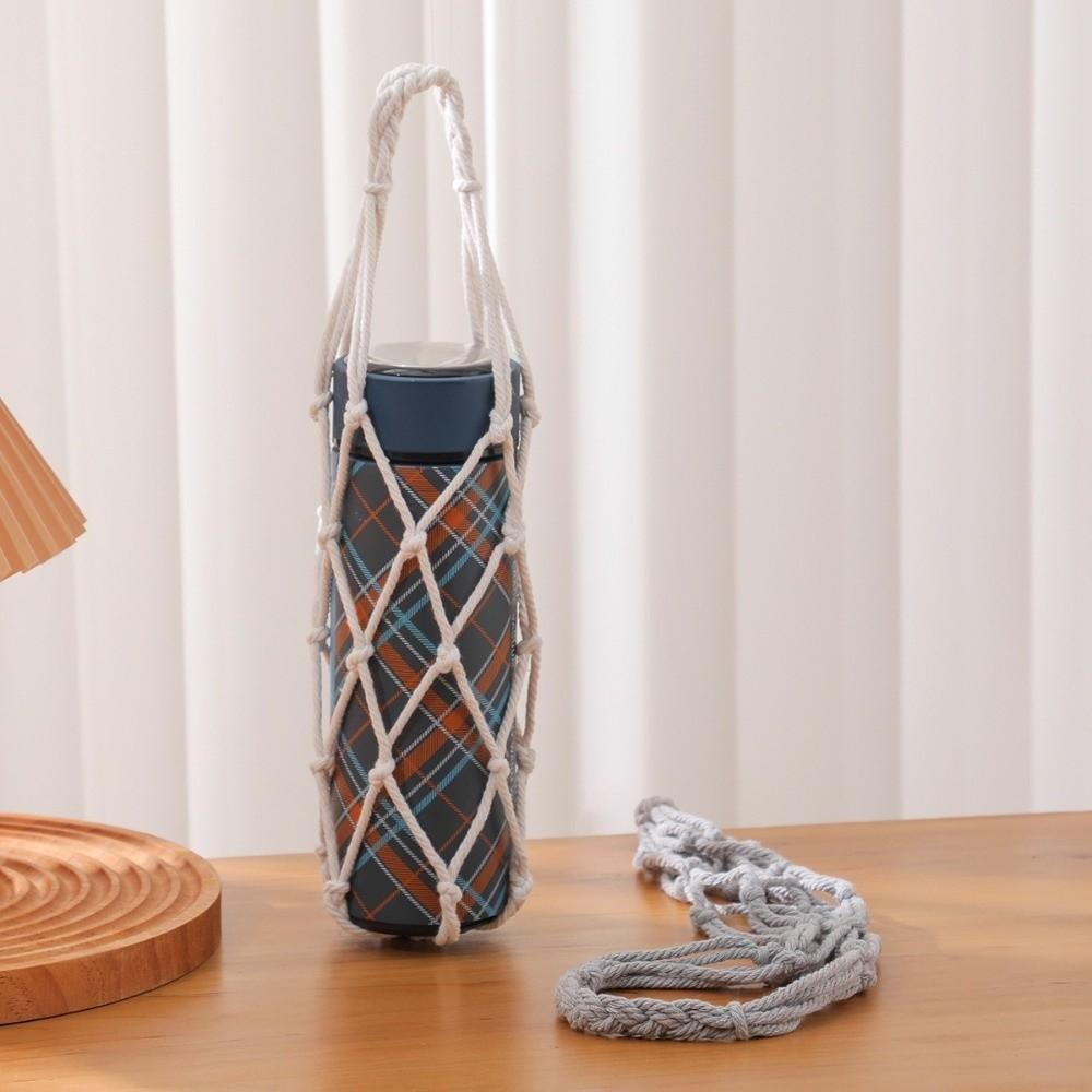 Woven Net Bottle Mugs Storage Bag Foldable Portable Cups Holder Coffee Cup Mesh Bag Camping