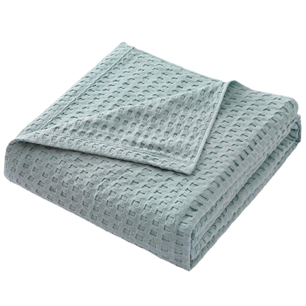 Summer Cooling Cotton Waffle Weave Blanket 150x200cm Bed Blanket Lightweight Cotton Bedspread for Sofa and Bed