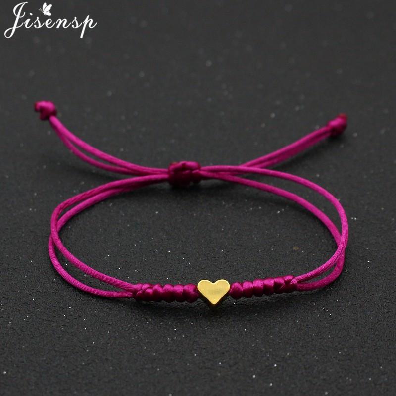 Multicolor Rope Lucky Heart Bracelets Women Men Charm Woven Handmade Bangles Braided Adjustable Buddhism Jewelry Pulseras