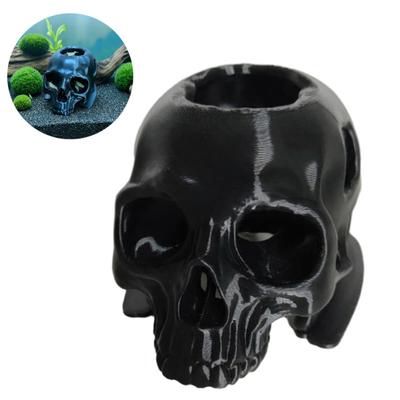 Black Skull Aquarium Hideout, 3D Printed Spooky Skull Shrimp Hide, Fish Tank Hideout Cave, Multiple Entrances for Small Fish Shrimp Tank Decor