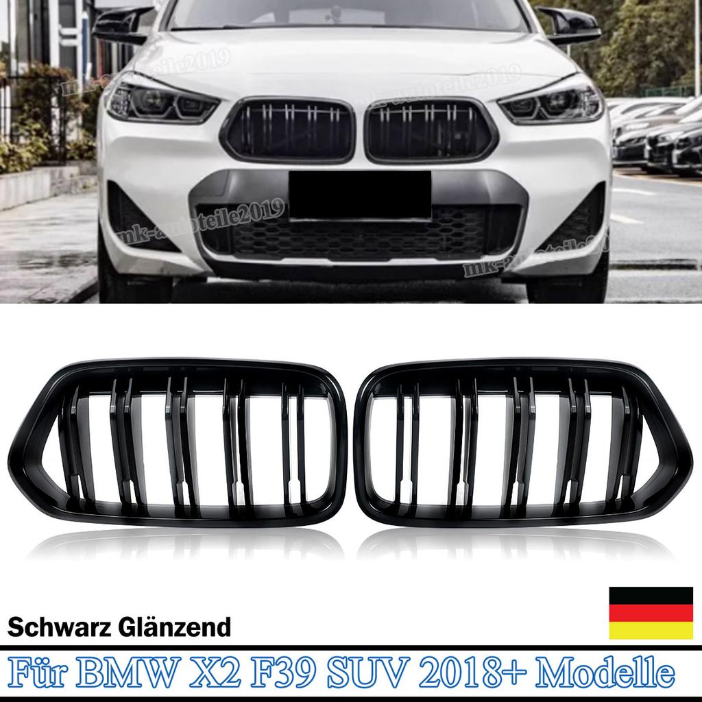 Car Styling Front Kidney Grille Dual Slat Grille For BMW X2 F39 2018-2023 Racing Grills Glossy Black Car accessories RDMEV1