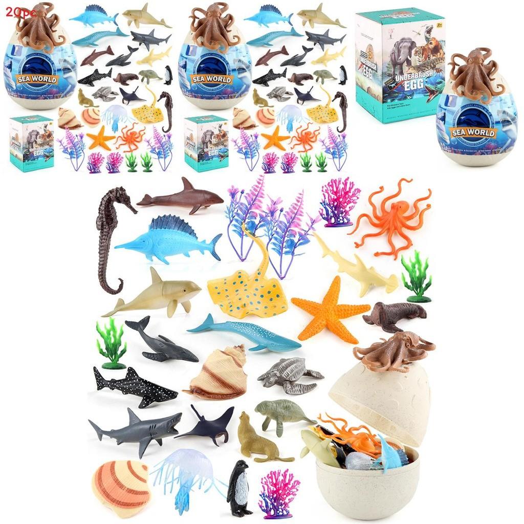 Set di Figure di Squali Delfini Pinguini Animali Marini Giocattolo in PVC per Bambini Educazione e Gioco