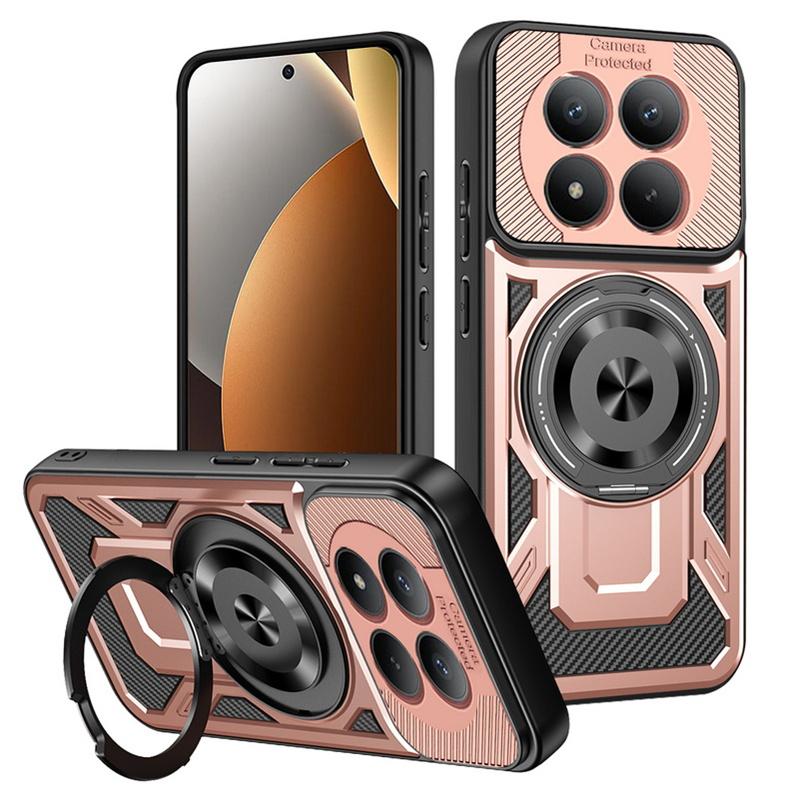 Luxury Magnetic Stand Phone Cases for Xiaomi Redmi Note 15 14 13 Pro Plus Shockproof Armor Carbon Fiber Clashing Protector Cover