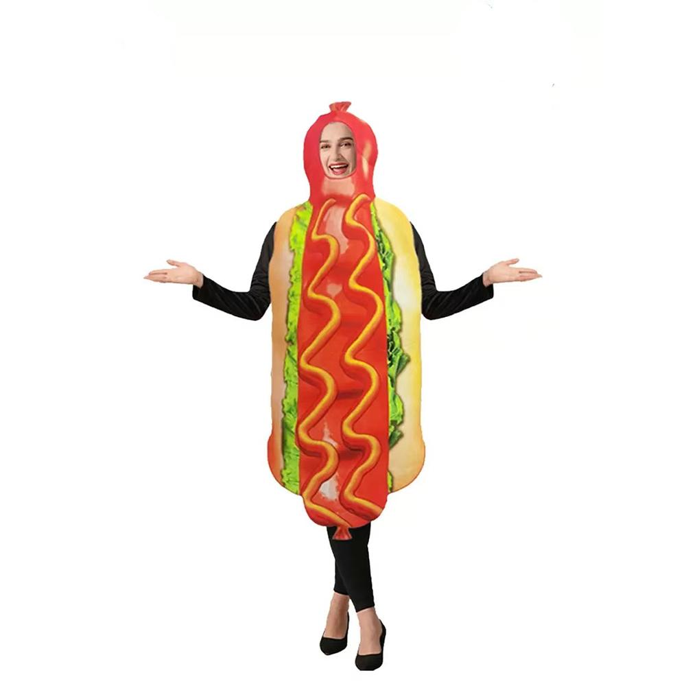 Halloween Adult Kids Funny 3D Print Food Sausage Hot Dog Costumes Men Women Family One-Piece Costume Carnival Food Costume