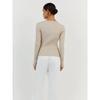 Women's Crewneck Knitted Sweater, Long Sleeve Pitted Stripe Base Layer, Solid Color Tight Autumn and Winter Top