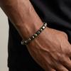 Fashion Black Natural Stone Bracelet for Men, Irregular Colorful Beads Elastic Chain Bracelet, Hip Hop Punk Healing Jewelry Gift