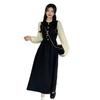 Autumn New Celebrity Temperament Design Sense Hepburn Style Long Skirt French Bubble Long Sleeve Dress Women's Clothing