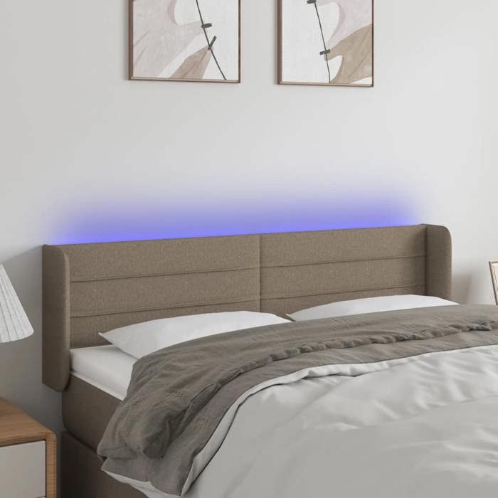 VidaXL Tête de Lit à LED Meuble de Chambre à Coucher Accessoire de Lit Double Tête de Cadre de Lit Intérieur Taupe 3123378