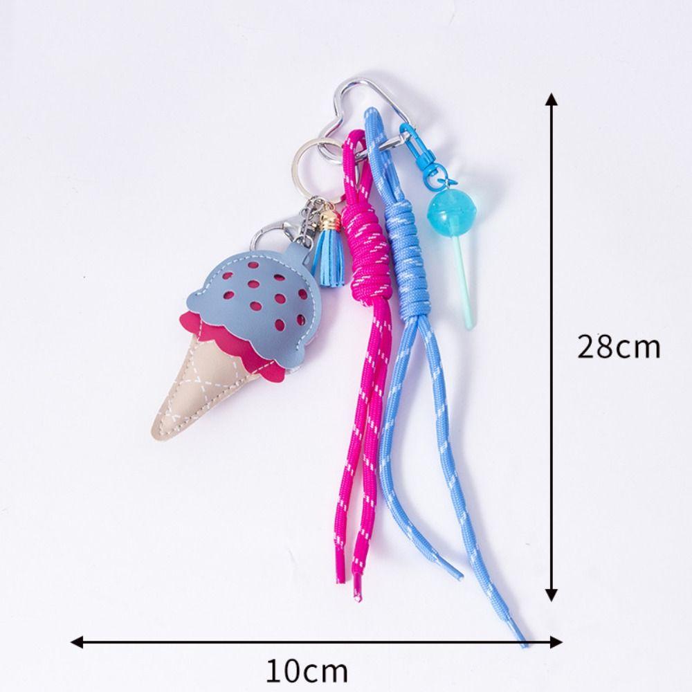 New Ice Cream Car Keychain Mini Lollipop Leather DIY Decoration Colorful Car Key Chains