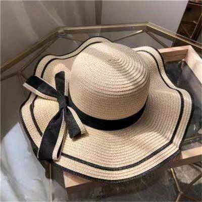 Khaki Summer Shade Straw Hat Women's Fashion Sunscreen Hat Outdoor Seaside Beach Hat Foldable Sun Hat