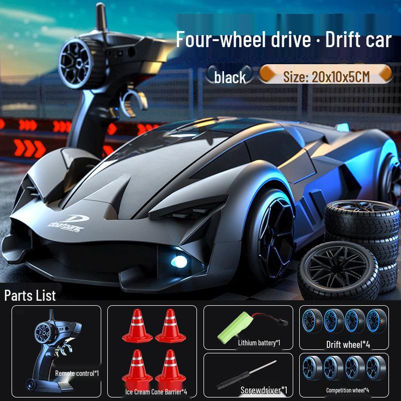 RC Drift Car: High-Speed 4WD Remote Control with Rechargeable Lights, Ideal for Kids.