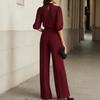 Completo 3 Pezzi da Donna con Pantaloni a Gamba Larga a Manica Corta