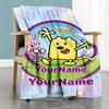Wow! Wow! Wubbzy Personalized Text Blanket Gift Customizable Blanket Ultra-Soft Suitable for Bed Home Decor Office Livingroom Four Seasons Universal