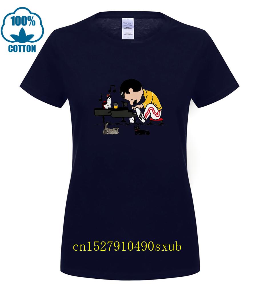 hot man t-shirt Freddie Mercury playing piano with cat shirt woman shirt
