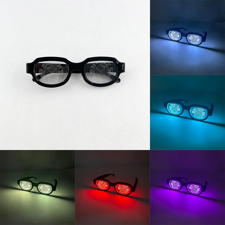 Occhiali LED Conan Fantascienza Concerto NightClub Cosplay Accessori Conan Occhiali Visiera LED Cool Occhiali con Montatura Rotonda Luminosa