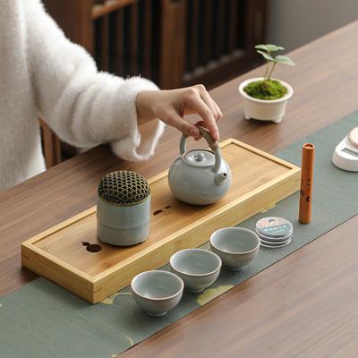 Fragrant and Tasty Business High-end Gift Set Ceramic Ru Kiln Household Kung Fu Tea Set Tea Tray