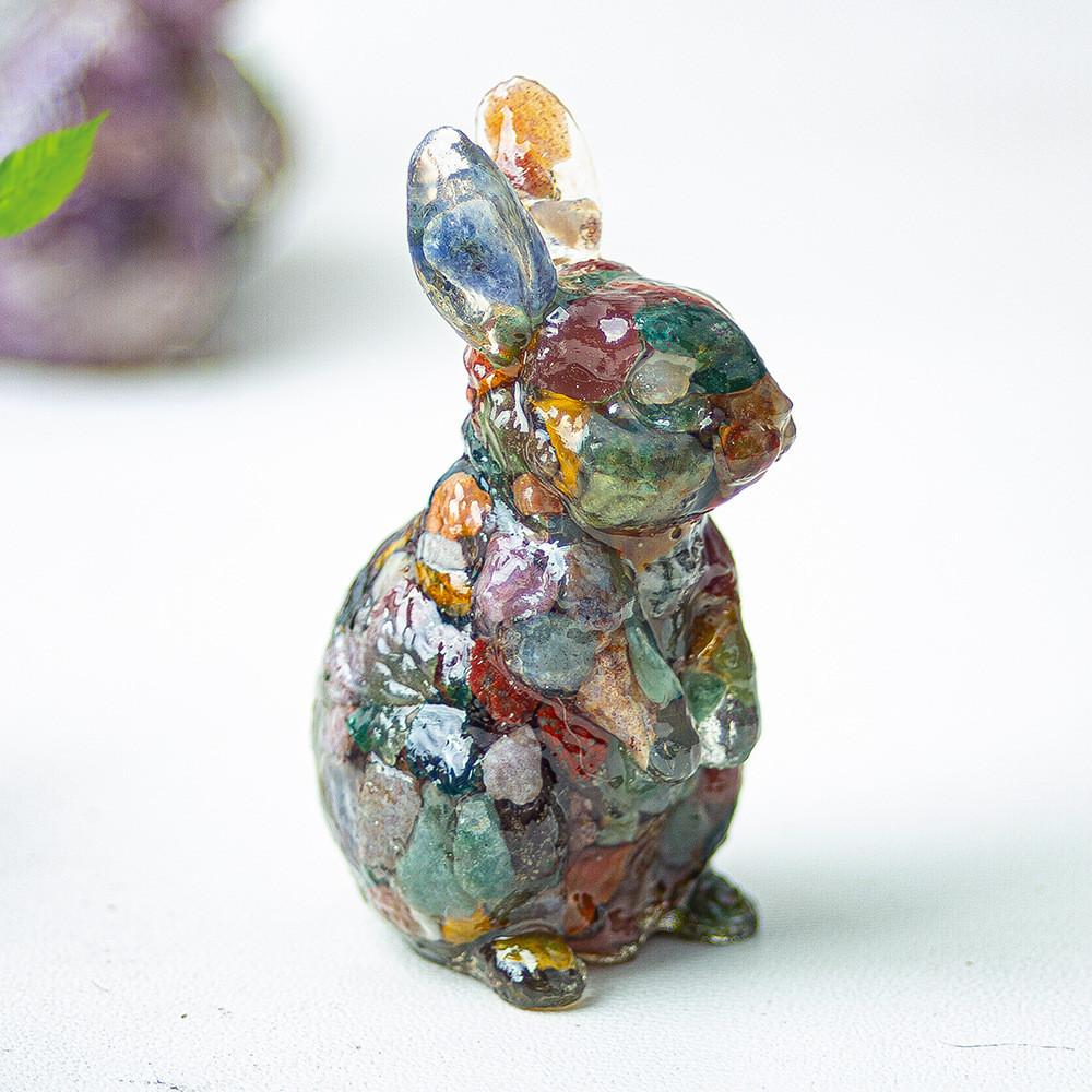 Resin Crystal Standing Bunny Decor For Home Office Gift Collectible