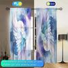 2-Panels The Moon and Dreamy Wings Printed Curtains   Semi Blackout Curtains with Pole Pockets   Suitable for Artistic Home