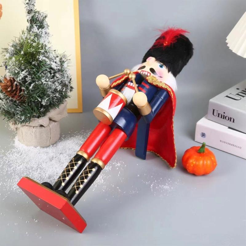 Weihnachts-Nussknacker-Ornamente Holzsoldaten-Puppe mit Umhang Ornament für Zuhause Küche Bücherregal Partydekoration