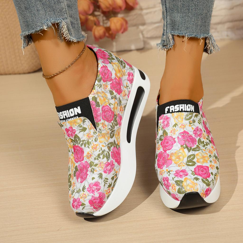 Fashion Women 2025 Summer New Sneakers Fashion Breathable Lace Mesh Flower Embroidery Round Head Thick Bottom Shoes Women Sneakers Women