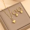 Heart Jewelry Set Golden Heart Necklace Hoop Earrings Set Birthday Anniversary Wedding Gifts for Women
