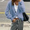Simple Holiday Button Solid Color Long-sleeved Sweater Woolen Women's Clothing  Autumn Winter