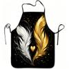 1pc Elegant Feather Print Apron with Adjustable Waistband & Feather - Durable Easy-Clean Polyester Suitable for Kitchen Cooking, Gardening, Orchard Pi