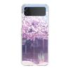 Cherry Blossoms Japanese Traint Moun For Samsung Galaxy Z Flip 3 4 5 Hard Folding Clear PC Phone Case For Samsung Z Flip3 Cover