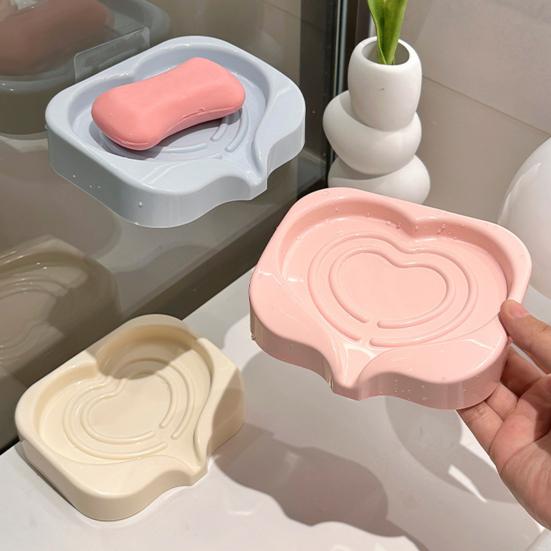 Soap Box Holder with Quick Drain Design Anti-Slip Base Functional Soap Holder Plastic Soap Dish Bathroom Decor