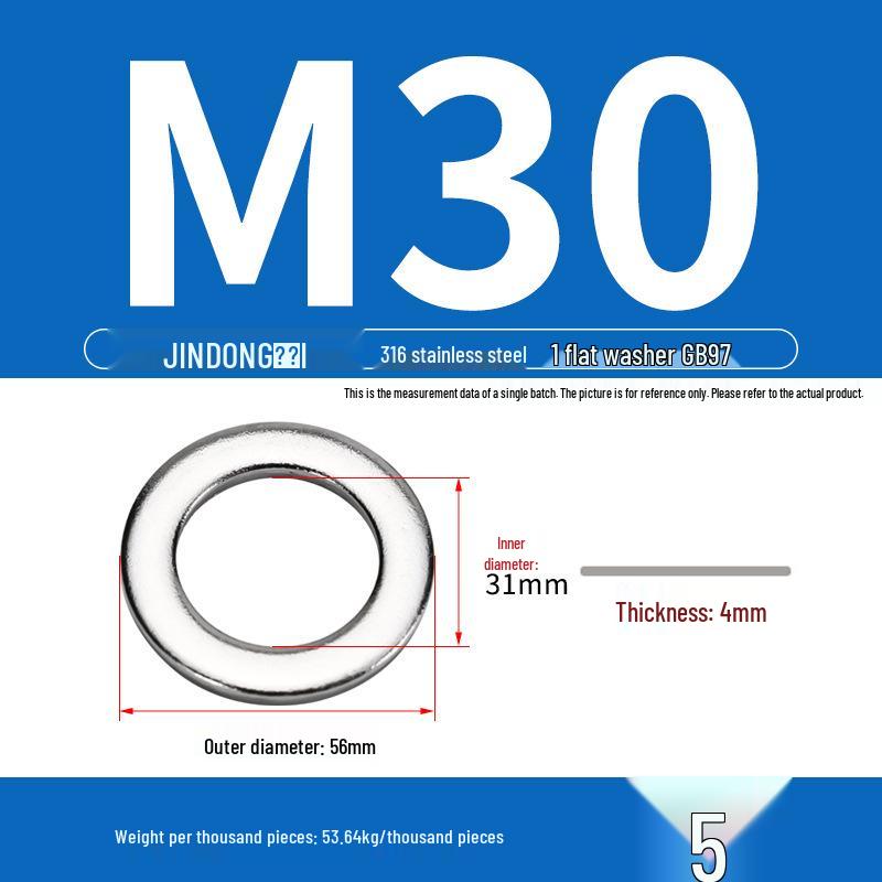 Stainless Steel 304/201/316 Oversized Thick Flat Washer Gasket Screw Washer GB97/GB96