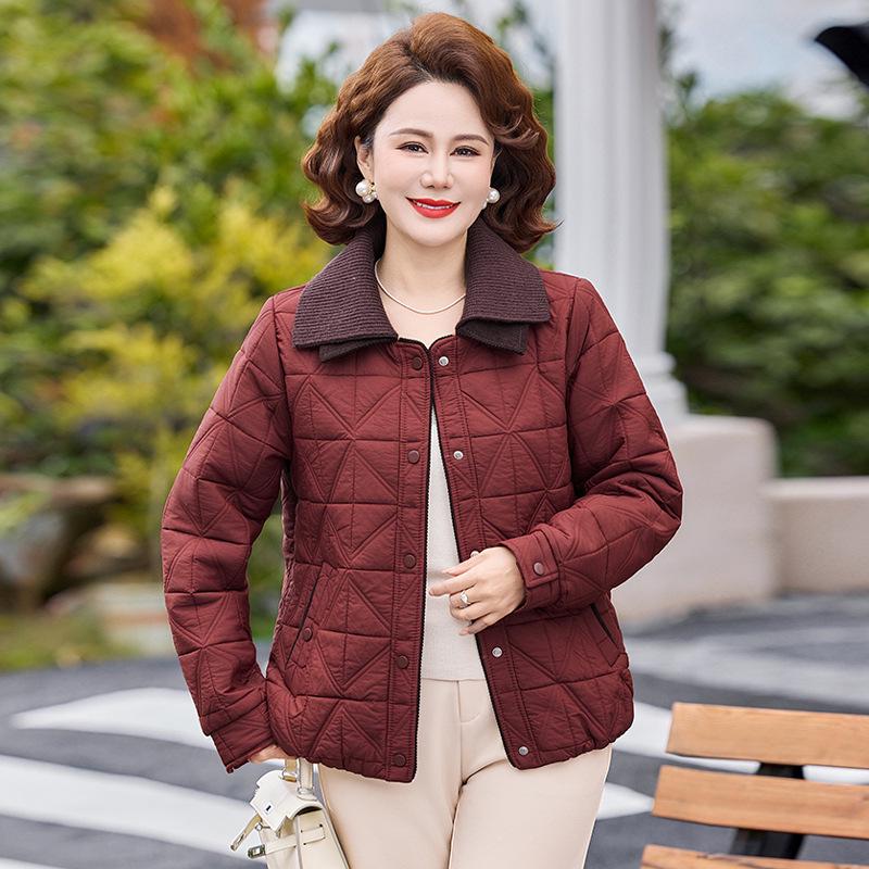 

Stylish Spring Jacket for Middle-aged Women - Lightly Padded Cotton Casual Outerwear XL (90-109 jin)