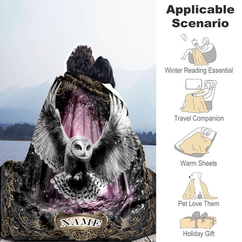 1PC Custom Name Eagle Forest Flannel blankets Patterns Throw Blanket All-Season Soft Gift for Couch, Bed, Camping gifts