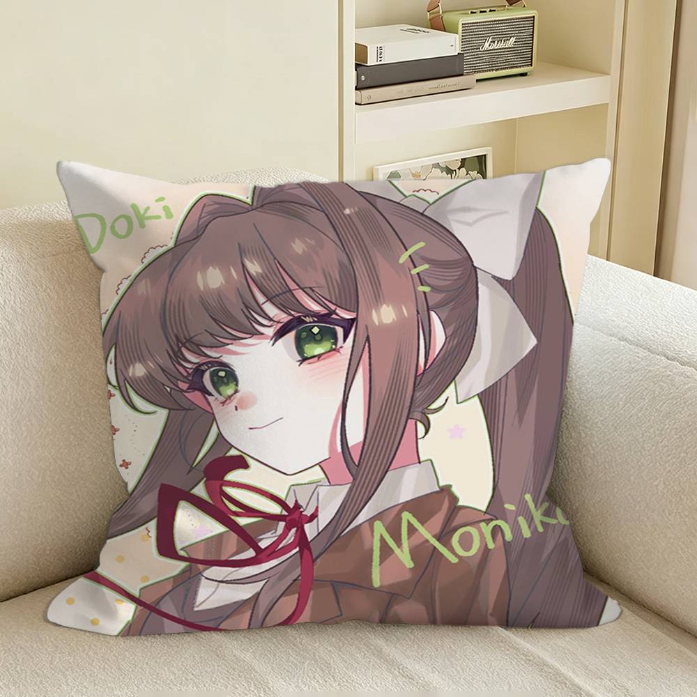 DDLC Game MMonikaChuu Square Sofa Pillow Cover Solid Color Living Room Home Decor Cushion Case