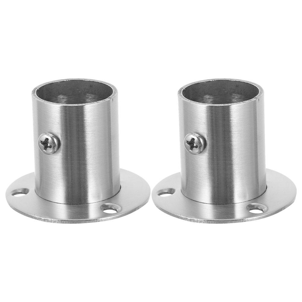 2Pcs Stainless Steel Closet Rod Holder Strong Heavy Duty Wall Mount Socket for Wardrobe Curtain Rod Support Closet Bar Bracket