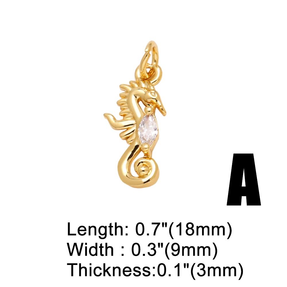 

OCESRIO White Crystal Seahorse Charms for Bracelet Copper Gold Plated Paw Turtle Cross Jewelry Making Accessories chma329