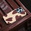 Red Brown Heart-shaped Fashionable Phone Case Suitable for iPhone17, 16, 15, 14,13Pro/Max/Plus Anti Drop Double-layer Back Cover