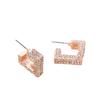 Niche Korean Version Earrings Geometric Square Design Diamond Stud Earrings Fashionable Simple Temperament Full of Diamonds High-end Earrings