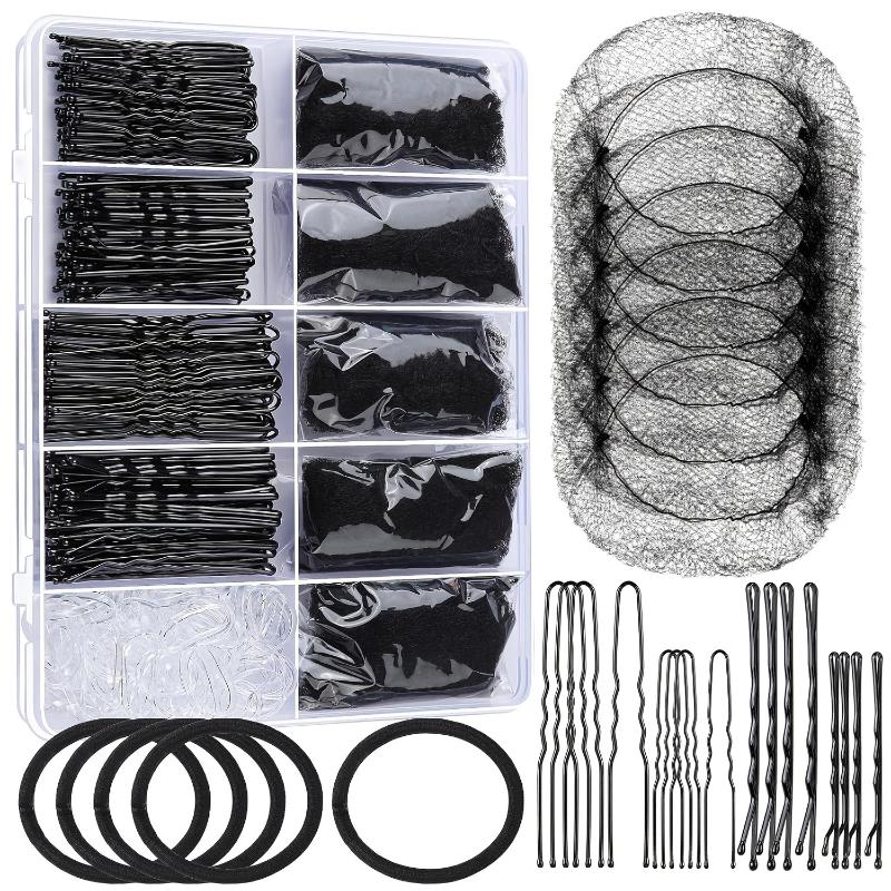 Professional Hair Styling Supplies Invisible Hair Nets Elastic Rubber Ties U Clips Straight Clips for Salon Hairstyling