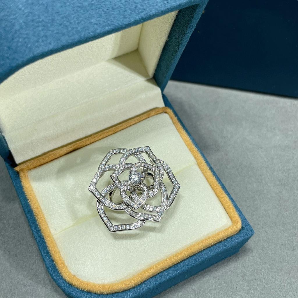 Vintage Hot Brand Women's Rings Luxury Jewelry For Women Pure 925 Sterling Silver Lady Party Designer Rose Flower Rings