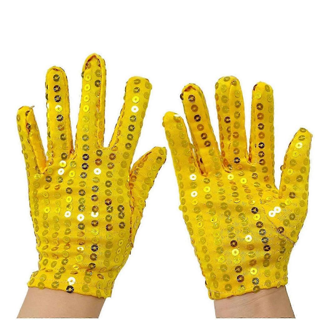 Internet Celebrity Gloves Fashion Stage Performance Sequins Short Glove Black Silver Red Yellow Blue Shinning Mittens  Red