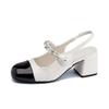 Grape mother 2025 Mary Jane shoes women's small fragrant style color matching single shoes pearl word belt empty single shoes women's fashion