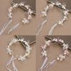 Bridal Pearl Hair Headdress Flower Wreath Bride Garland Head Hoop Headbands Hair Jewelry
