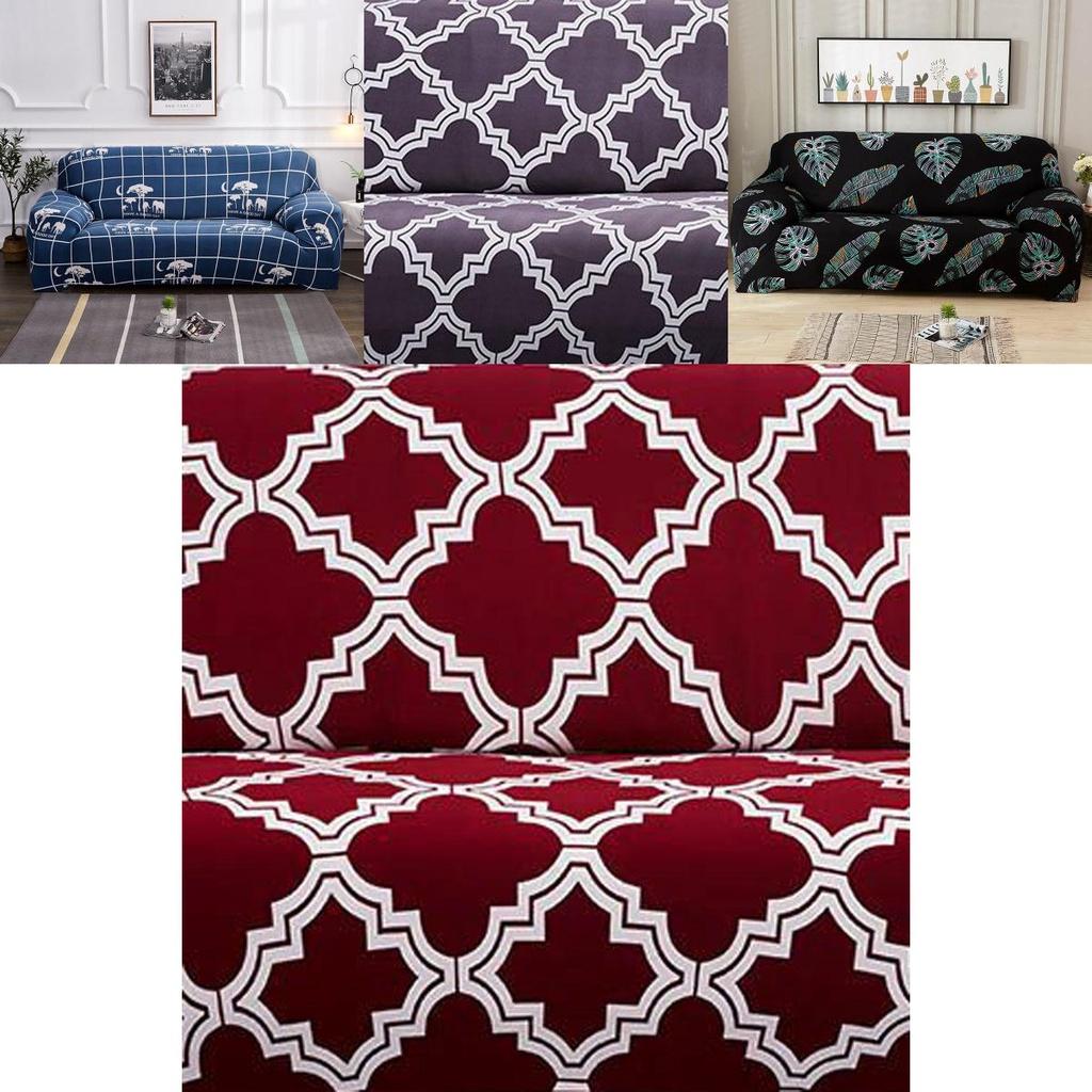 Stylish And Durable Elastic Slipcover For 1/2/3/4 Seater Sofas In Black And Red