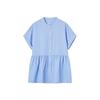 Demana Women's Striped Stand Collar Short Sleeve Commuter Shirt