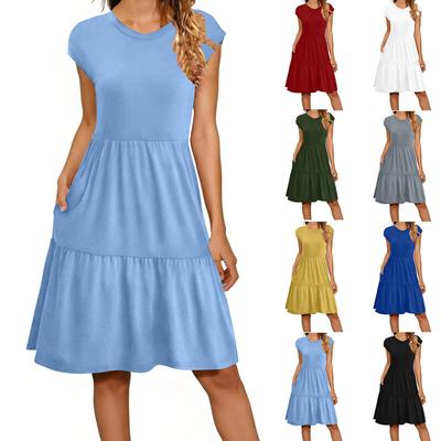 Women's Summer Fashion Sleeveless Round Neck Loose Patchwork Casual Dress