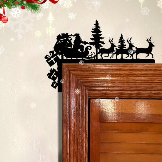 Christmas Corner Sign Santa Reindeer Frame Metal Door Sitter Home Wall Decor Festive Holiday Decoration