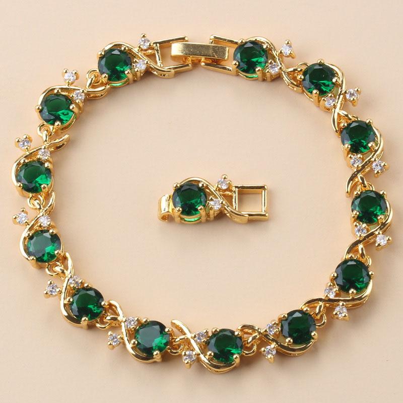 Vergoldeter Damen Armreif 10-farbiger Zirkonia Modeschmuck Hochzeitsschmuck für Frauen Brautaccessoires